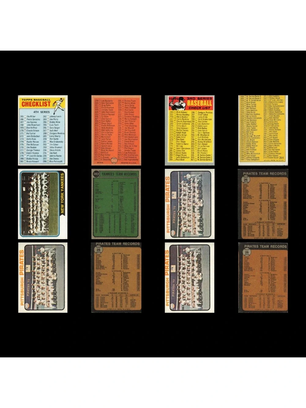 Vintage 1960s-70s Baseball Card Checklist Lot / Mickey Mantle / Extras 79 Total